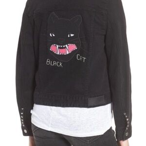 Zadig & Voltaire Kioko Cat Denim Jacket in Noir Size S